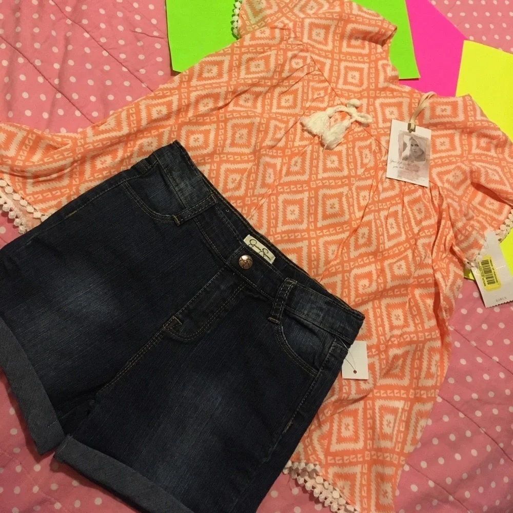 🍁Jessica Simpson orange and blue  set NWT size 6x🍁